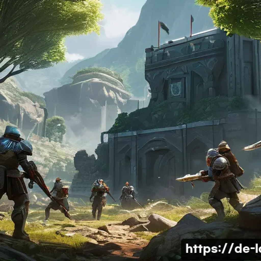 로스트아크 실마엘 전장 PvP 전략 - A dynamic team battle scene set in a detailed fantasy battlefield resembling Silmael’s central zone,...