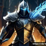 로스트아크 신규 직업 예상 - A dynamic fantasy warrior character in detailed hybrid armor combining magical and physical elements...